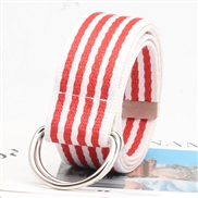 (3.8+127cm)( red)man woman same style canvas belt leisure all-Purpose trend Double buckle ornament leisure Cowboy belt