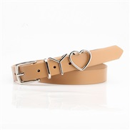 (2.3+105cm)( khaki)woman belt fashion trend all-Purpose star same style Word Metal love buckle ornament Suit belt
