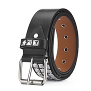 (105cm)( black)occidental style punk man belt four gold Word Rivet belt man woman belt style