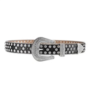 ( black)lady belt occidental style punk wind Rivet belt girl student trend diamond mosaic belt ornament Cowboy belt