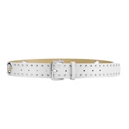 (105cm)( white)lady belt buckle Rivet man lady belt all-Purpose girl student Cowboy belt punk woman eyes belt