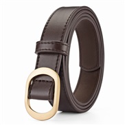 (105cm)( Brown)lady belt girl student trend brief belt woman student all-Purpose fashion ornament Round bucklePU leathe