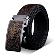 (125cm)(   Brown)man real leather Cowhide beltcrocodile  pattern belt man belt buckle belt