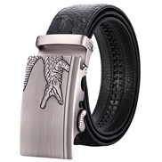 (125cm)(   gray  black )man real leather Cowhide beltcrocodile  pattern belt man belt buckle belt