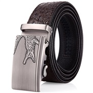 (125cm)(   gray Coffee )man real leather Cowhide beltcrocodile  pattern belt man belt buckle belt