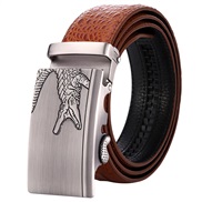 (125cm)(   gray  camel)man real leather Cowhide beltcrocodile  pattern belt man belt buckle belt