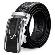 (125cm)( S silver bucklecrocodile  black)man real leather Cowhide beltcrocodile  pattern belt man belt buckle belt