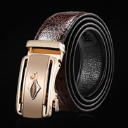 (125cm)(   Brown)man real leather Cowhide beltcrocodile  pattern belt man belt buckle belt