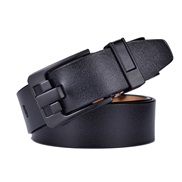 (125cm)(ZK    black    black) man belt buckle Cowhide real leather belt retro leisure