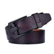 (125cm)(ZK    black    Brown) man belt buckle Cowhide real leather belt retro leisure