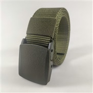 (120cm)( Army green) plastic buckle Nylon belt man outdoor sports Metal canvas belt