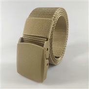 (120cm)( khaki) plastic buckle Nylon belt man outdoor sports Metal canvas belt