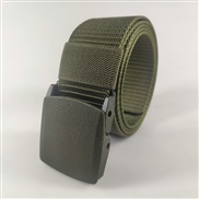 (120cm)( Army green) plastic buckle Nylon belt man outdoor sports Metal canvas belt