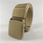 (120cm)( khaki) plastic buckle Nylon belt man outdoor sports Metal canvas belt