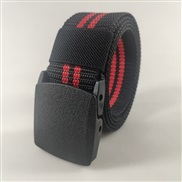 (120cm)( black  red  stripe) plastic buckle Nylon belt man outdoor sports Metal canvas belt
