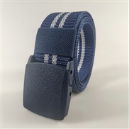 (120cm)( blue  while  stripe) plastic buckle Nylon belt man outdoor sports Metal canvas belt