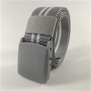 (120cm)( gray  while  stripe) plastic buckle Nylon belt man outdoor sports Metal canvas belt