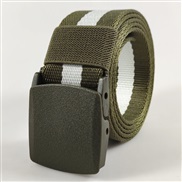 (120cm)( Army green while  Army green) plastic buckle Nylon belt man outdoor sports Metal canvas belt