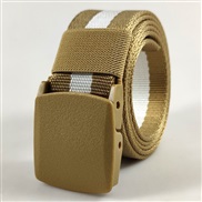 (120cm)( khaki while  khaki) plastic buckle Nylon belt man outdoor sports Metal canvas belt
