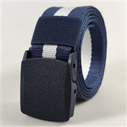 (120cm)( blue  while  blue ) plastic buckle Nylon belt man outdoor sports Metal canvas belt