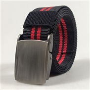 ( black  red  stripe). Stripe Nylon Outdoor belt man silver Alloy buckle fashion canvas belt