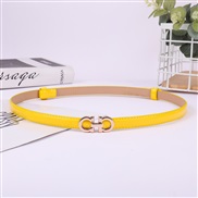 (100-135CM)( yellow)lady belt  fashion Korean stylePU belt  buckle head ornament belt D