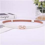 (100-135CM)( white)lady belt  fashion Korean stylePU belt  buckle head ornament belt D