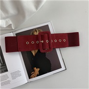 ( red)Tightness elasticity width belt  woman  all-Purpose lady belt collocation velvet big belt