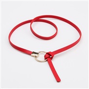 (1+108cm)( red)Korean style belt sweater Dress ornament samll belt all-Purpose lady Round buckle belt woman