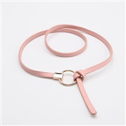 (1+108cm)( Pink)Korean style belt sweater Dress ornament samll belt all-Purpose lady Round buckle belt woman