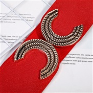 (60-80cm)(A red)lady fashion Tightness width Girdle  elasticity ornament buckle belt  velvet Dress belt
