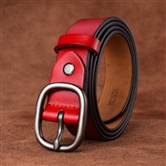 (115cm)( silver buckle red)lady belt brief all-Purpose fashion Korea pure Cowhide black belt real leather student ornam