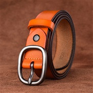 (110cm)( silver buckle camel)lady belt brief all-Purpose fashion Korea pure Cowhide black belt real leather student orn