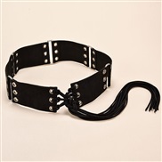 ( black)fashion all-Purpose lady width Girdle  windbreaker leather long tassel ornament belt  punk wind retro