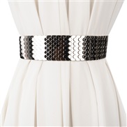 (Gold)fashion Girdle lady width belt personality Metal pattern ornament Dress belt all-Purpose big elasticity belt woman