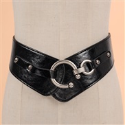 (60-80cm)( black)Korean style fashion fine Girdle  all-Purpose lady elasticity belt Tightness  occidental style super w