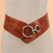 (60-80cm)( brown)Korean style fashion fine Girdle  all-Purpose lady elasticity belt Tightness  occidental style super w