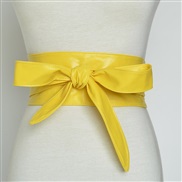 (100-135CM)( yellow)occidental style Autumn and Winter width belt  lady fashion all-Purpose ornament belt  bow belt Gir