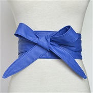 (100-135CM)( blue)occidental style Autumn and Winter width belt  lady fashion all-Purpose ornament belt  bow belt Girdle
