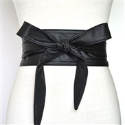 (100-135CM)( black)occidental style Autumn and Winter width belt  lady fashion all-Purpose ornament belt  bow belt Gird