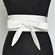 (100-135CM)( white)occidental style Autumn and Winter width belt  lady fashion all-Purpose ornament belt  bow belt Gird