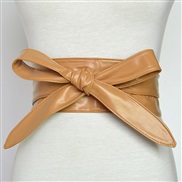 (100-135CM)( brown)occidental style Autumn and Winter width belt  lady fashion all-Purpose ornament belt  bow belt Gird
