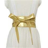 (100-135CM)(Gold)occidental style Autumn and Winter width belt  lady fashion all-Purpose ornament belt  bow belt Girdle