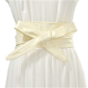 (100-135CM)( Beige)occidental style Autumn and Winter width belt  lady fashion all-Purpose ornament belt  bow belt Gird
