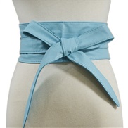 (100-135CM)( Lake blue)occidental style Autumn and Winter width belt  lady fashion all-Purpose ornament belt  bow belt 