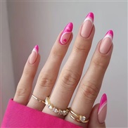 (LF344  Peach heart  fake nails glue style) long style hotte ear Armor  nail  pantng end product fake  nail s occdental