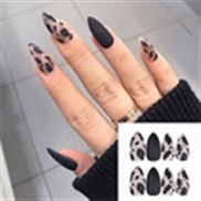 (BKS569 black  dull polish  Leopard Print glue style) long style hotte ear Armor  nail  pantng end product fake  nail s