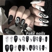 (M 989 Black  fake nails )Nail Sticker Wear Armor black serpentine end product occidental style long style removable na
