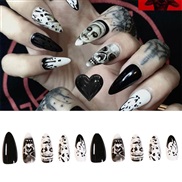 (M 944 Black  fake nails ) nail  Stcker ear Armor black serpentne end product occdental style long style removable  nai