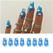 (M 917 sky blue   fake nails) nail  Stcker ear Armor black serpentne end product occdental style long style removable  